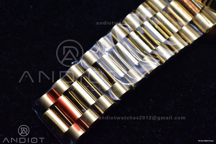 Black President 721 YG A2836 Breathable Plated Bracelet Markers Dial DayDate On 904L 40 GMF Crystal Steel V 0304